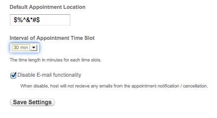 Appointment Settings options