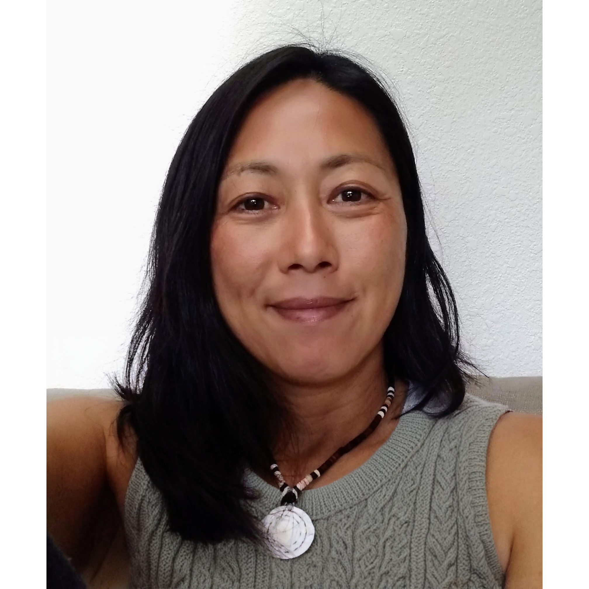 woman with brown mid length hair